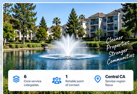 Apartment community pond with fountain